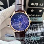 Copy Patek Philippe Sky Moon Celestial Star Dial Brown Leather Strap Watch